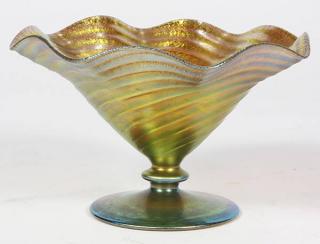 Appraisal: Steuben Gold Aurene compote having a ruffled rim above the