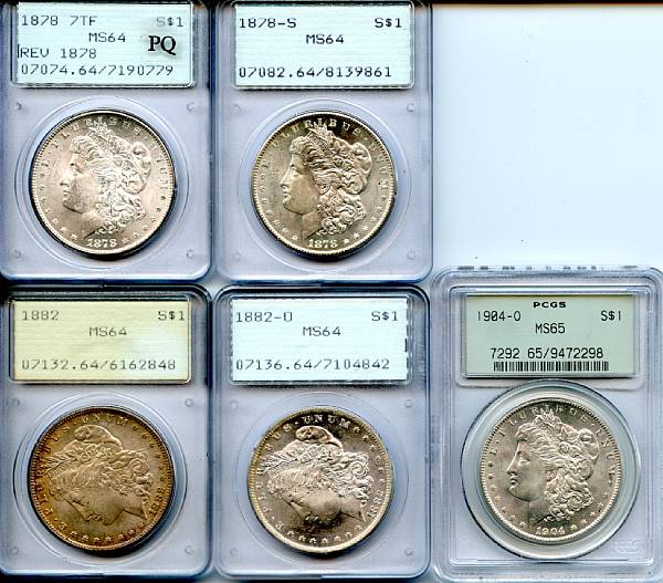 Appraisal: PCGS Morgan Dollars Including MS -O MS TF MS PQ