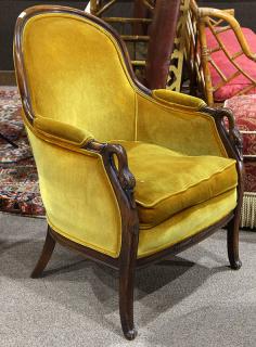 Appraisal: French Empire Gondola chair French Empire Gondola chair having a