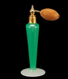 Appraisal: Steuben Green Jade Atomizer for DeVilbiss Steuben American founded for