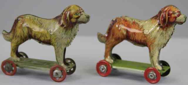 Appraisal: LOT OF TWO MEIER ST BERNARD PENNY TOYS Germany lithographed