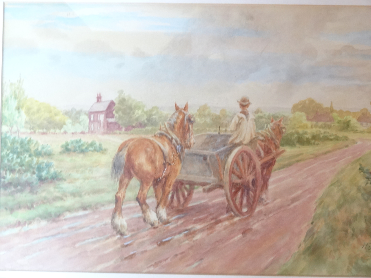 Appraisal: H J Rhodes thC British School Figure in a horsedrawn