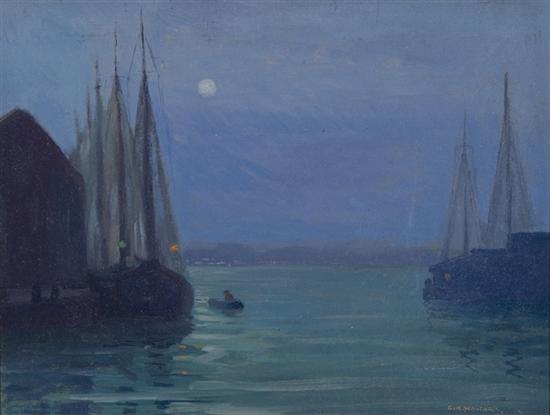 Appraisal: Walthers Charles H Am - Nightime scene of sailboats in