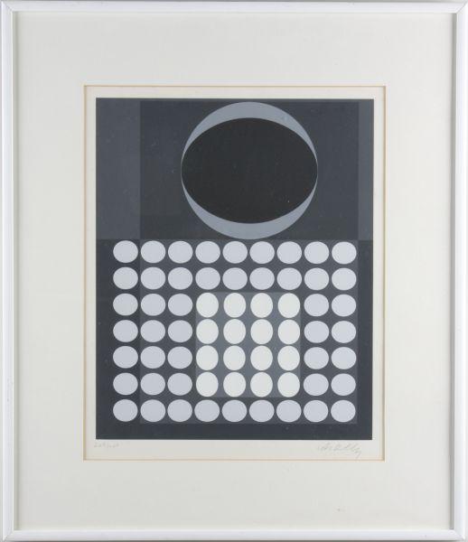 Appraisal: Victor Vasarely HU Fr - Composition lithograph in colors marginally