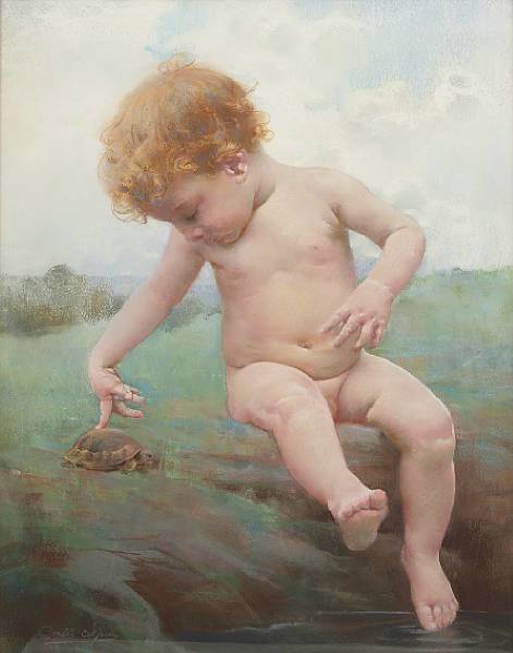 Appraisal: Continental School late th early th Century A baby playing