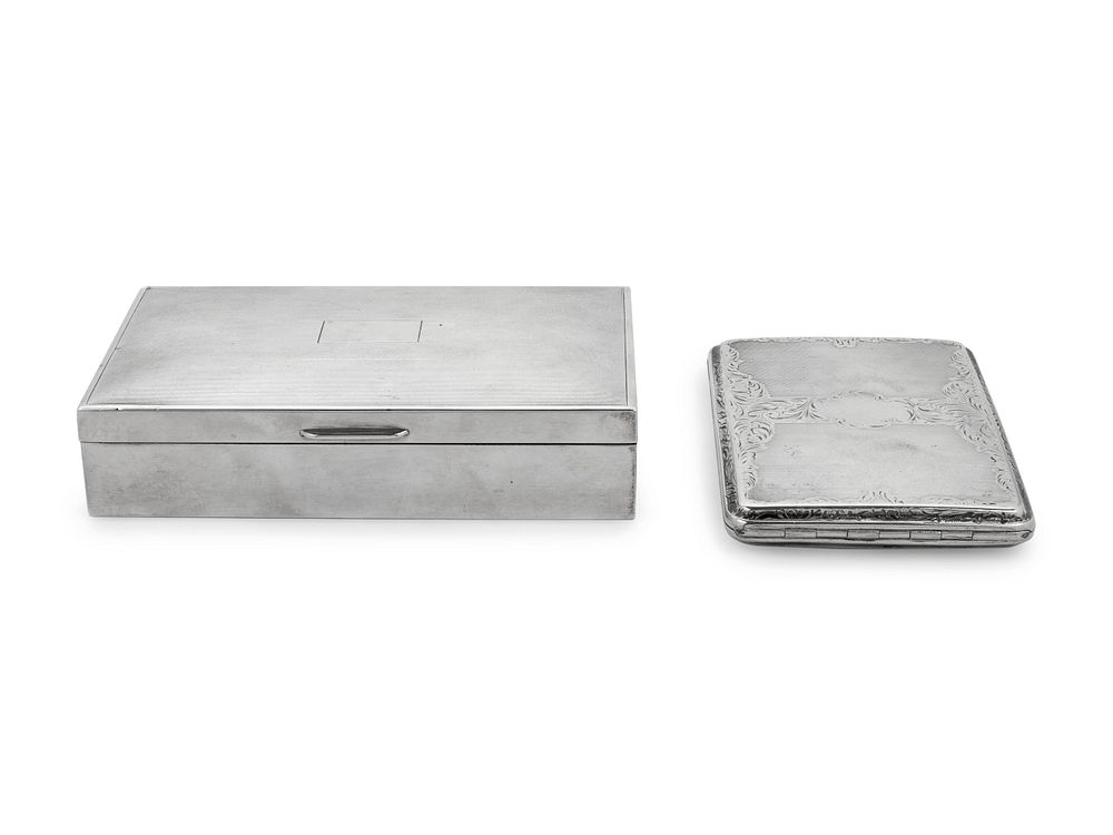 Appraisal: A Silver Cigarette Box and a Silver Cigarette Case A