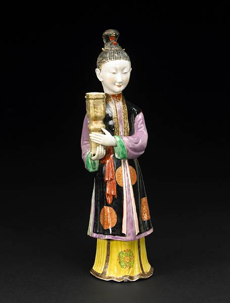 Appraisal: A rare gilt and polychrome enameled export porcelain figure of