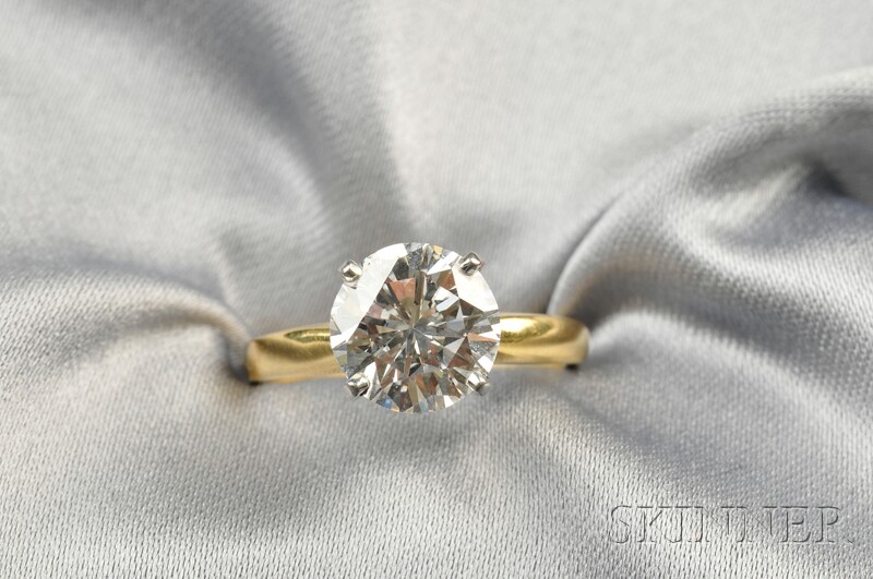 Appraisal: Diamond Solitaire set with a round brilliant-cut diamond weighing cts