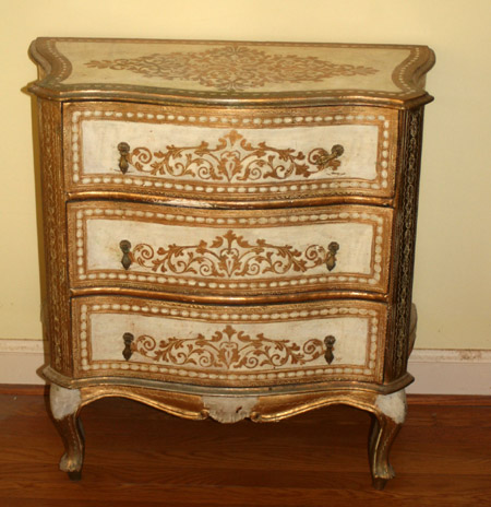 Appraisal: Venetian Cream Painted and Parcel Giltwood Serpentine Chest of Drawers