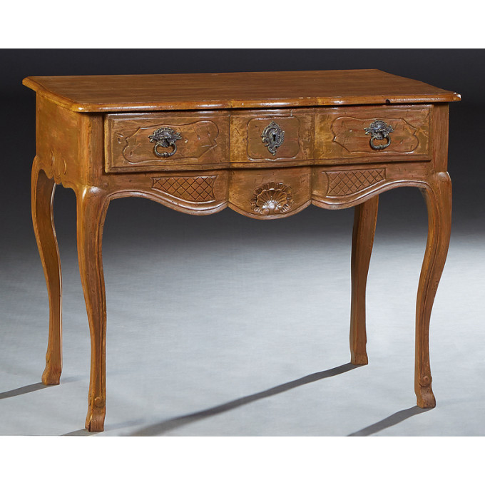 Appraisal: French Carved Walnut Bowfront Dressing Table early th c the