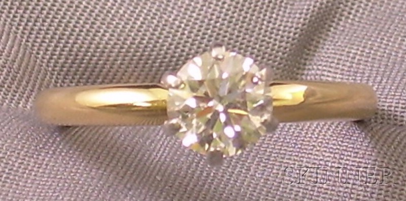 Appraisal: kt Gold and Platinum Diamond Solitaire Ring diamond approx cts