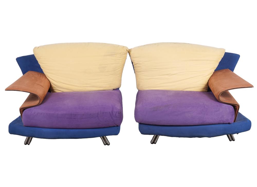 Appraisal: TWO SAPORITI ITALIA LOUNGE CHAIRSTwo Saporiti Italia lounge chairs in