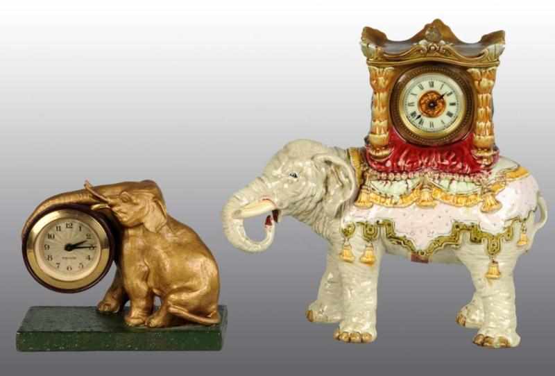 Appraisal: Lot of Elephant Clocks Description Includes one Majolica with some