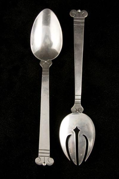 Appraisal: Hector Aguilar Sterling Silver Two Piece Salad Set ca -