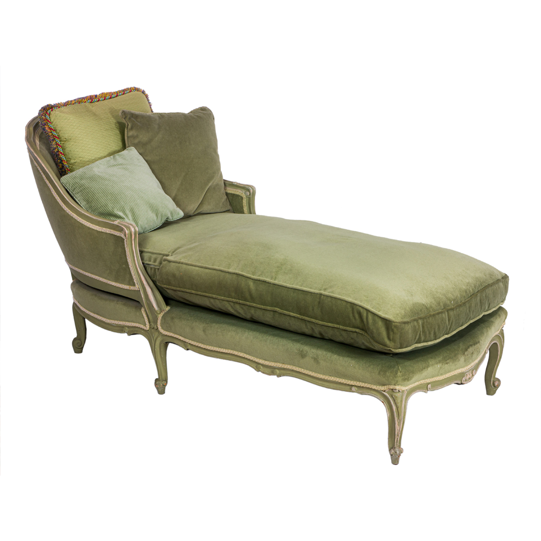 Appraisal: LOUIS XV STYLE PAINTED WOOD CHAISE LONGUE Louis XV style