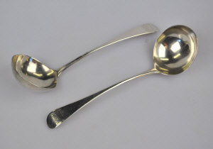 Appraisal: A pair of George III old English pattern sauce ladles