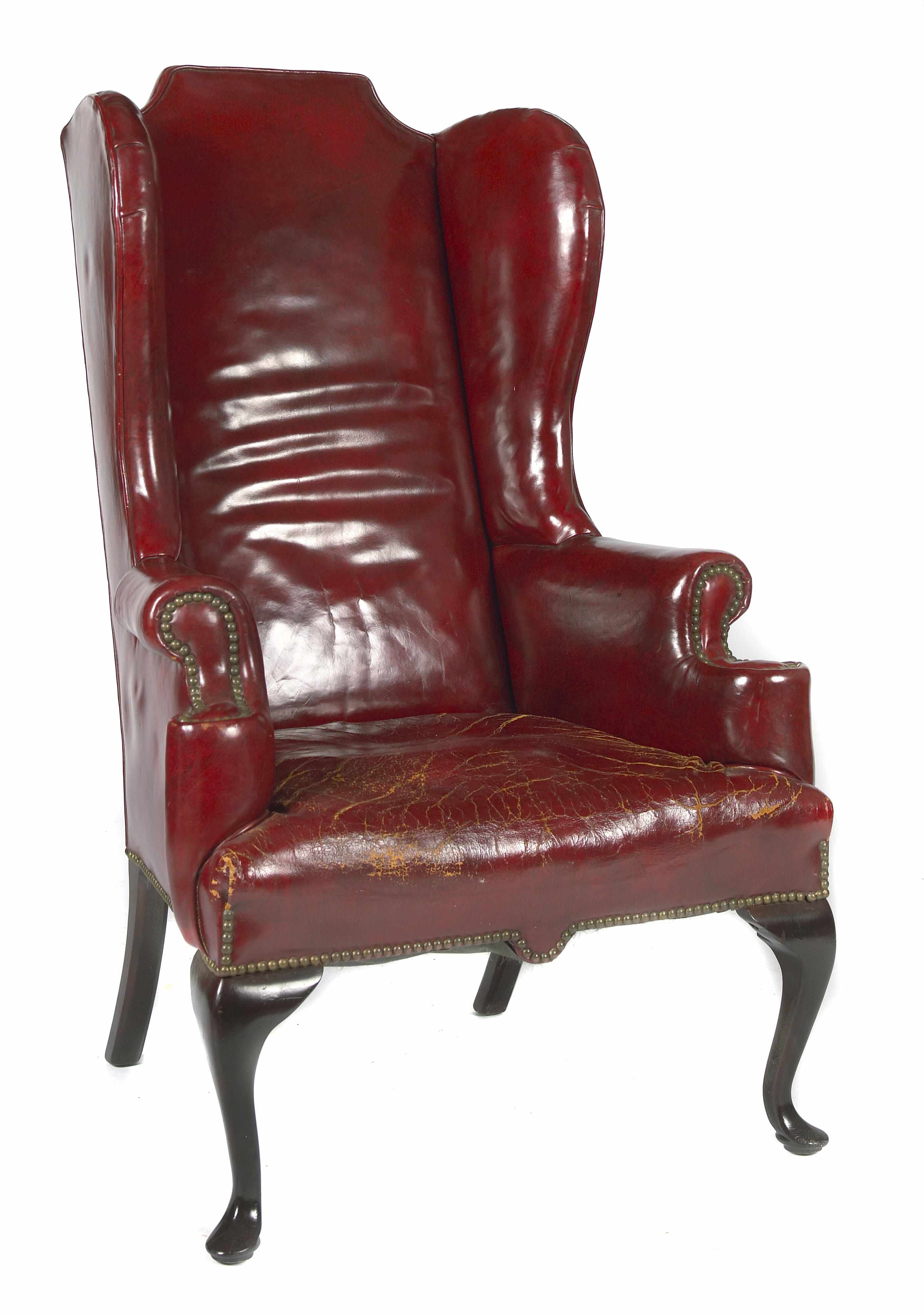 Appraisal: Property of various owners A Queen Anne style red leather