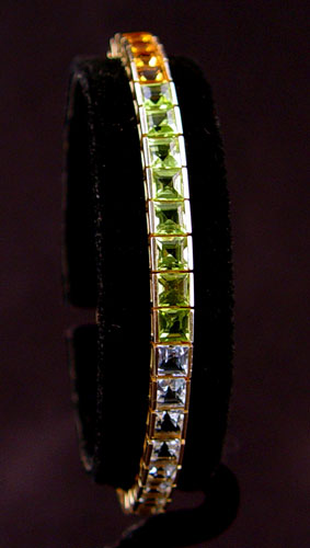 Appraisal: K CTW MULTI COLORED STONE BRACELET K yellow gold bracelet