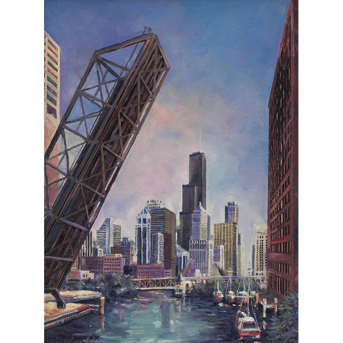 Appraisal: Ricardo Binalber American th century Chicago Scenes two oils on