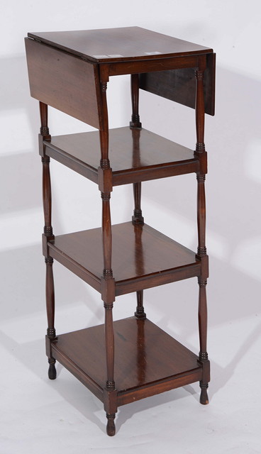 Appraisal: A VICTORIAN MAHOGANY FOUR TIER WHATNOT with turned supports and