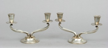 Appraisal: A Pair Of Fisher Sterling Candlesticks Matched set of Fisher