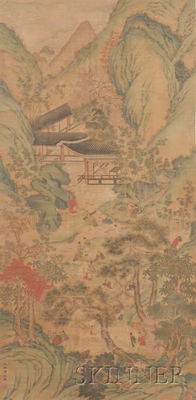 Appraisal: Hanging Scroll China th century ink and colors on silk