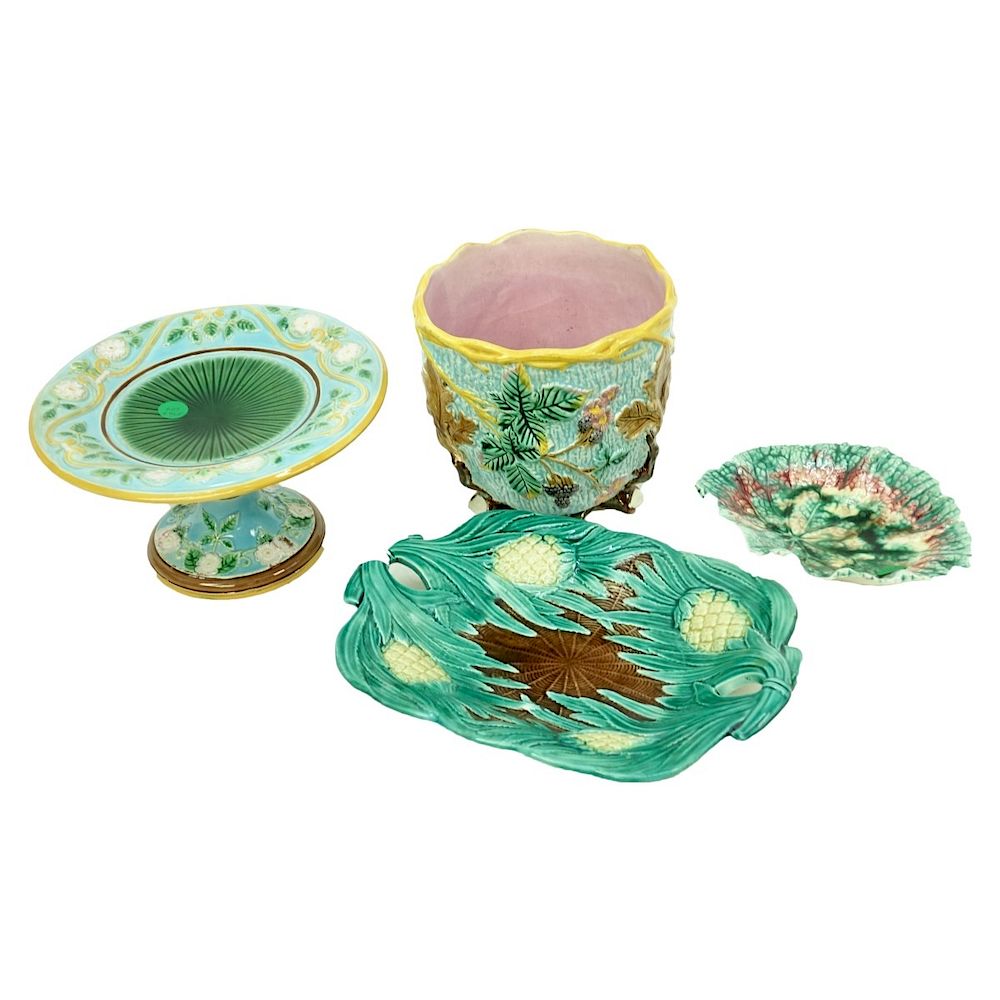 Appraisal: Four Pieces Majolica Four Pieces Vintage and Antique Majolica Lot