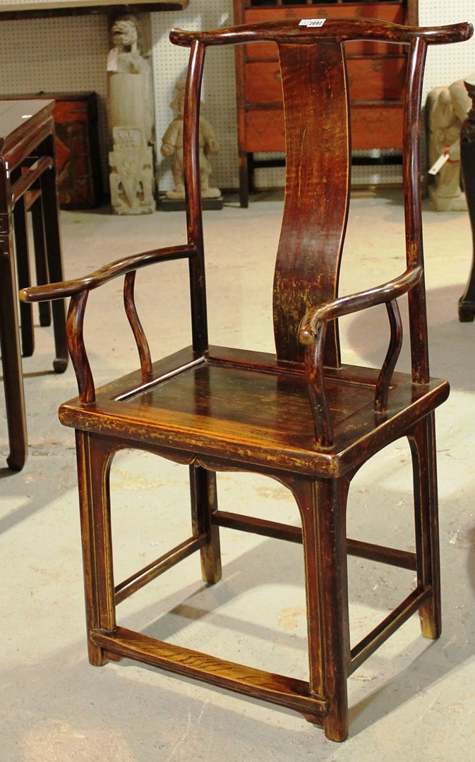 Appraisal: A pair of late th century Chinese hardwood yoke back