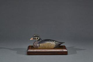 Appraisal: Miniature Wood Duck on Weighted Base Ken Harris Miniature Wood