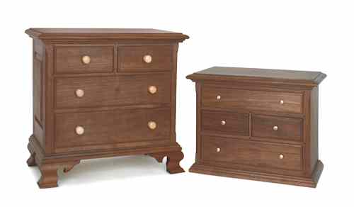 Appraisal: Contemporary Chippendale style walnut miniature chest of drawers h w