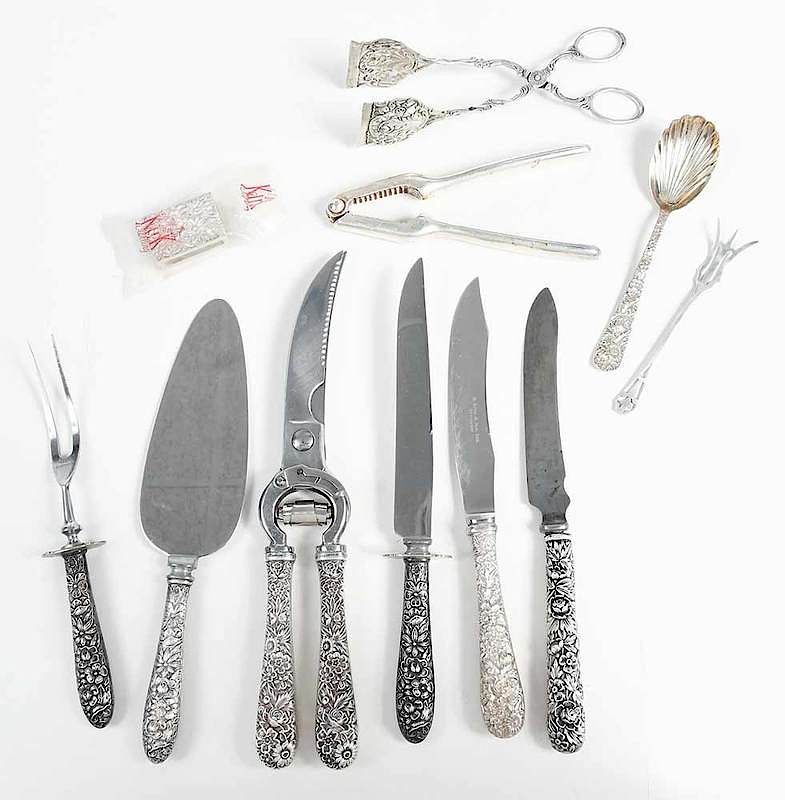 Appraisal: Eleven Assorted Silver Table Items including eight pieces sterling repousse