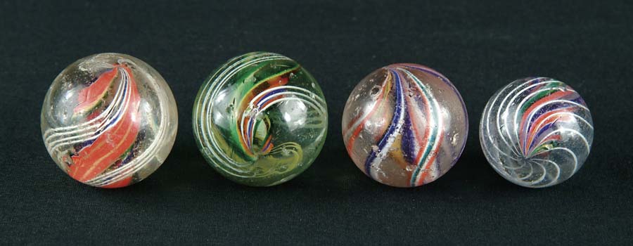 Appraisal: LOT OF RIBBON CORE SWIRL MARBLES This lot is of