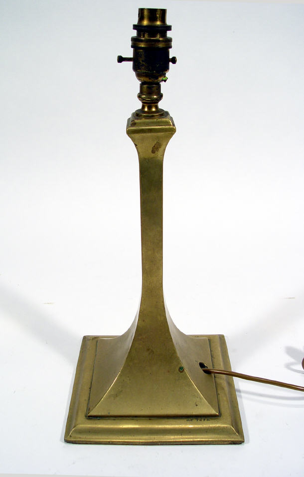 Appraisal: Heavy square based brass military table lamp marked AP A