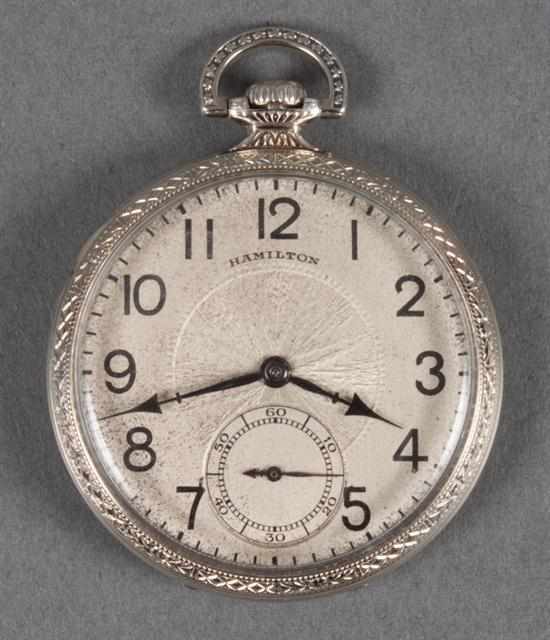 Appraisal: Hamilton silver open-face pocket watch Estimate - Works not checked