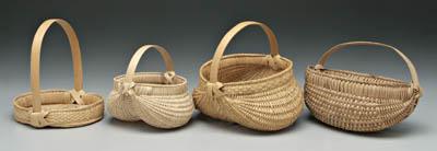 Appraisal: Four oak split baskets three finely woven flower basket marked