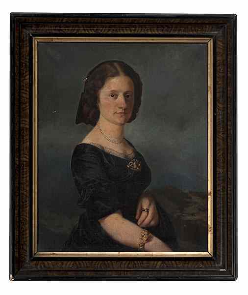 Appraisal: Portrait of Mrs Bensinger Oil on Canvas American ca -