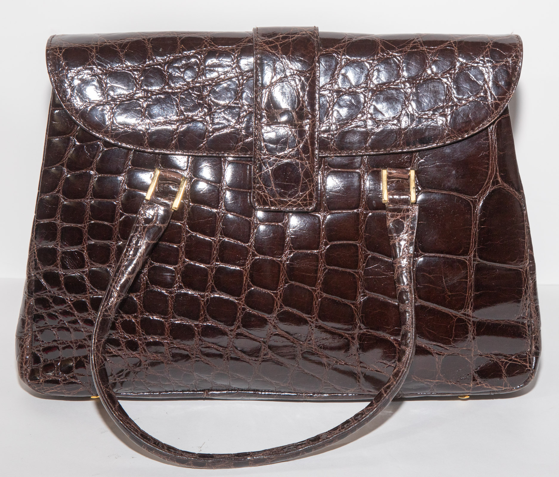 Appraisal: SAKS FIFTH AVENUE BROWN ALLIGATOR HANDBAG made in Italy original