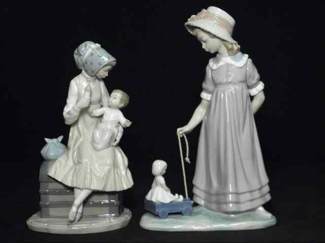 Appraisal: Two Lladro porcelain figurines Includes ''Feeding Her Daughter'' and a