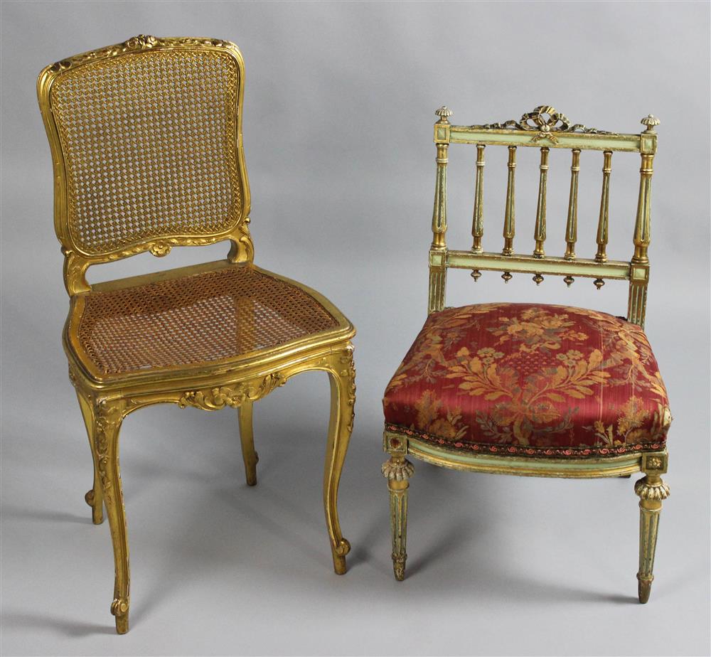 Appraisal: TWO FRENCH STYLE SIDE CHAIRS one in the Louis XV