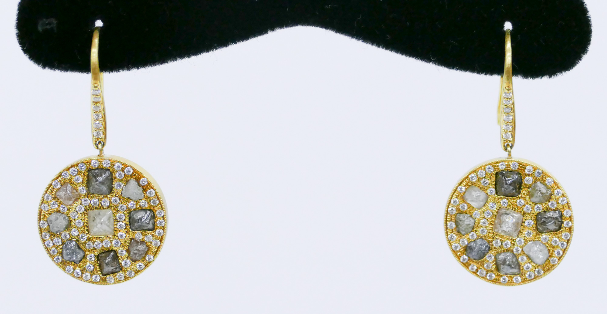 Appraisal: Pair Lady's k Diamond Natural Stone Round Earrings '' Each