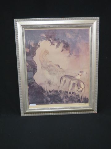 Appraisal: Louis Icart print lady with greyhounds of image X