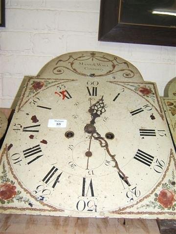 Appraisal: An eight day long case clock movement the painted arching