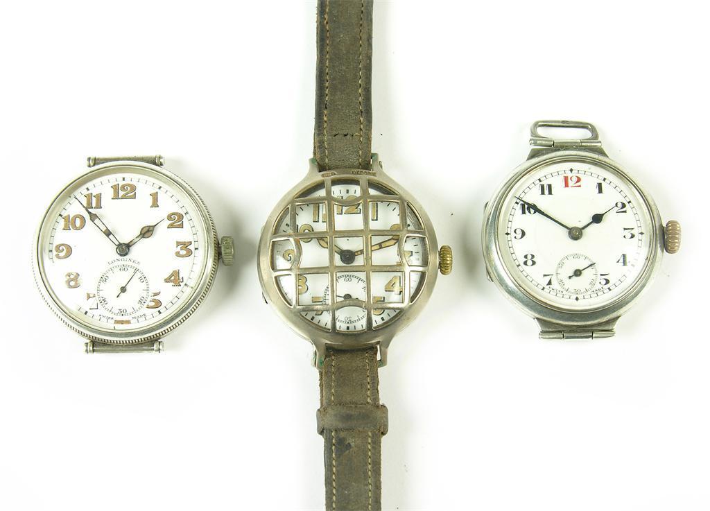 Appraisal: Three silver cased Swiss lever wristwatches