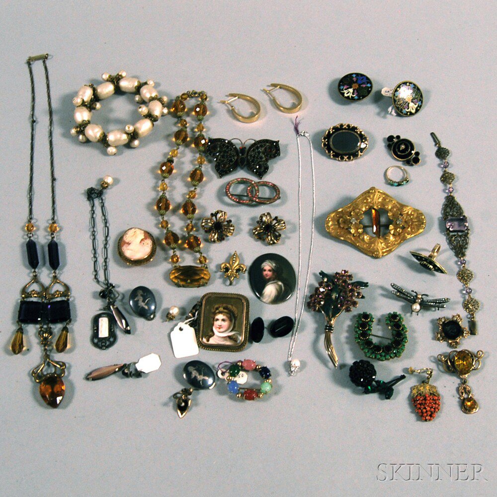 Appraisal: Group of Miscellaneous Vintage Jewelry including a large gilt and