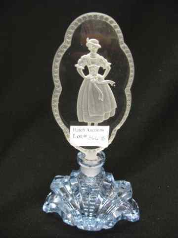 Appraisal: Czechoslovakian Art Glass Perfume Bottle blue cut base with intaglio