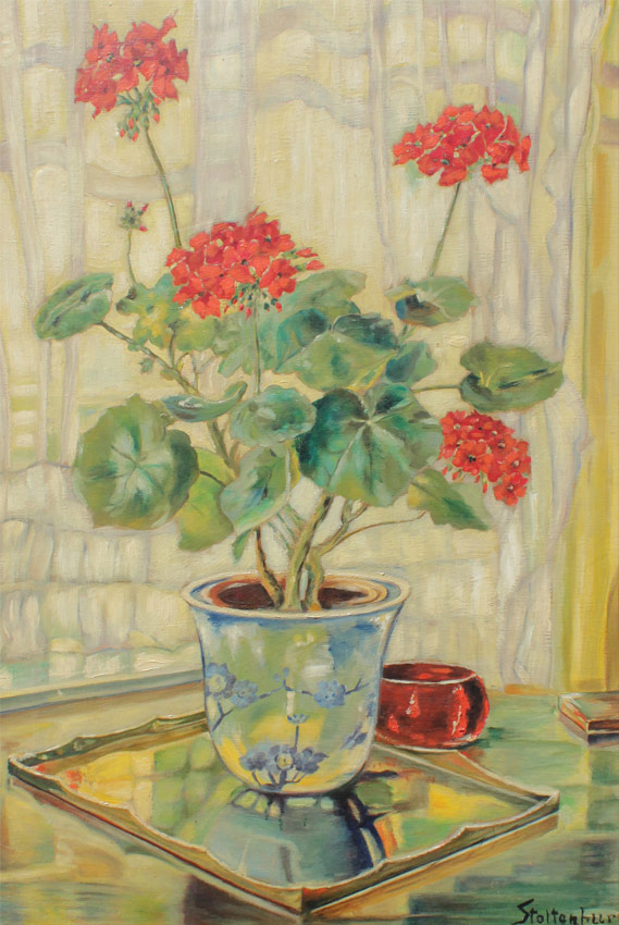 Appraisal: STOLTENBERG Fritz German - Red Potted Flower in an Oriental