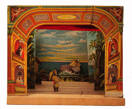 Appraisal: A VICTORIAN TOY THEATRE with cardboard scenery set up to