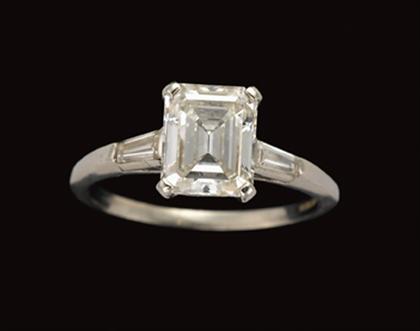 Appraisal: Platinum and diamond engagement ring Emerald cut diamond approximately two