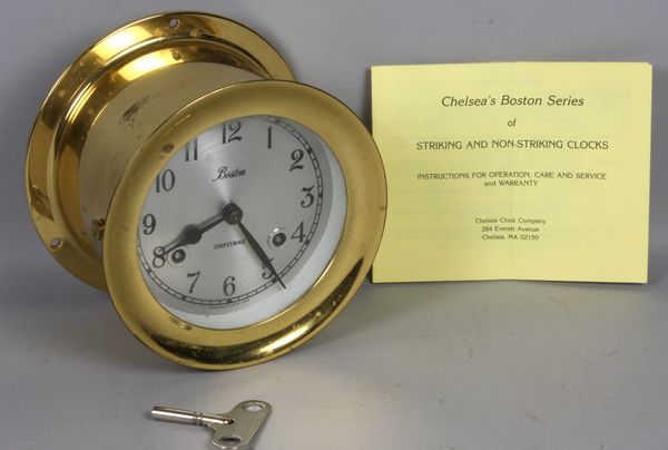 Appraisal: th Century Chelsea shipstrike clock in brass housing diam x