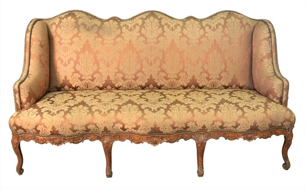 Appraisal: Louis XV Upholstered Sofa having serpentine front and carved frame